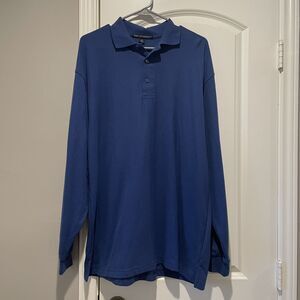 Port Authority Mens Blue Long Sleeve Golf Polo Shirt Size XL K500LS